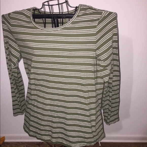 Duluth size large army green and white striped long sleeve tunic casual layers - Picture 1 of 6